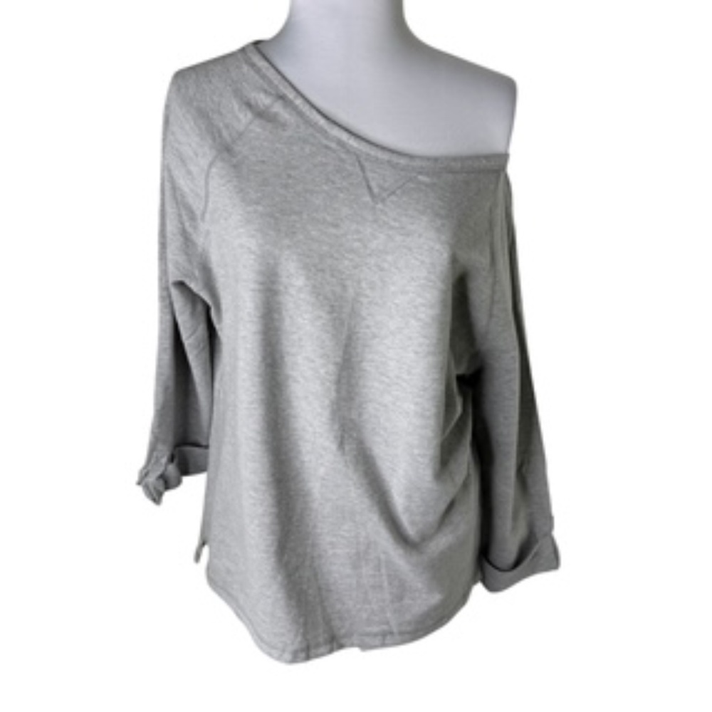 Hanes NWOT Large Round Neck or Off Shoulder Relaxed Gray Sweatshirt Top Size XL